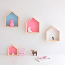 Load image into Gallery viewer, 3PCS/Set Wooden Small House Shelf Storage Rack Solid Wood Crafts Children Home Decoration Storage Wall Hanging Decoration 5
