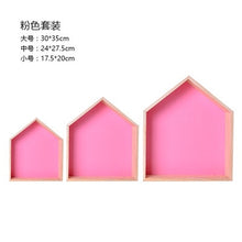 Load image into Gallery viewer, 3PCS/Set Wooden Small House Shelf Storage Rack Solid Wood Crafts Children Home Decoration Storage Wall Hanging Decoration 5
