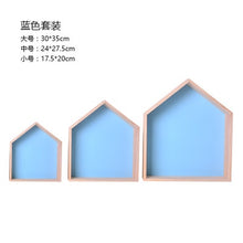 Load image into Gallery viewer, 3PCS/Set Wooden Small House Shelf Storage Rack Solid Wood Crafts Children Home Decoration Storage Wall Hanging Decoration 5
