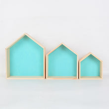 Load image into Gallery viewer, 3PCS/Set Wooden Small House Shelf Storage Rack Solid Wood Crafts Children Home Decoration Storage Wall Hanging Decoration 5

