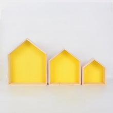 Load image into Gallery viewer, 3PCS/Set Wooden Small House Shelf Storage Rack Solid Wood Crafts Children Home Decoration Storage Wall Hanging Decoration 5

