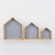 Load image into Gallery viewer, 3PCS/Set Wooden Small House Shelf Storage Rack Solid Wood Crafts Children Home Decoration Storage Wall Hanging Decoration 5
