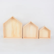 Load image into Gallery viewer, 3PCS/Set Wooden Small House Shelf Storage Rack Solid Wood Crafts Children Home Decoration Storage Wall Hanging Decoration 5
